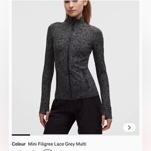 LULULEMON NEW DEFINE JACKET IN MINI FILIGREE GREY LACE SIZE 6